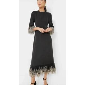 Tuckernuck Pomander Place Black Lilith Gold Lace Dress Size XS NWT